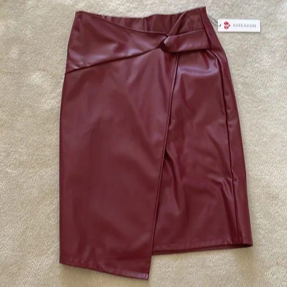 Kate Kason Burgundy Faux Leather Pencil Skirt M medium - Picture 5 of 7